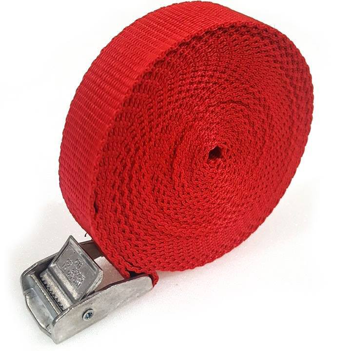 8 Buckled Straps 25mm Cam Buckle 5 meters Long Heavy Duty Load Securing Red