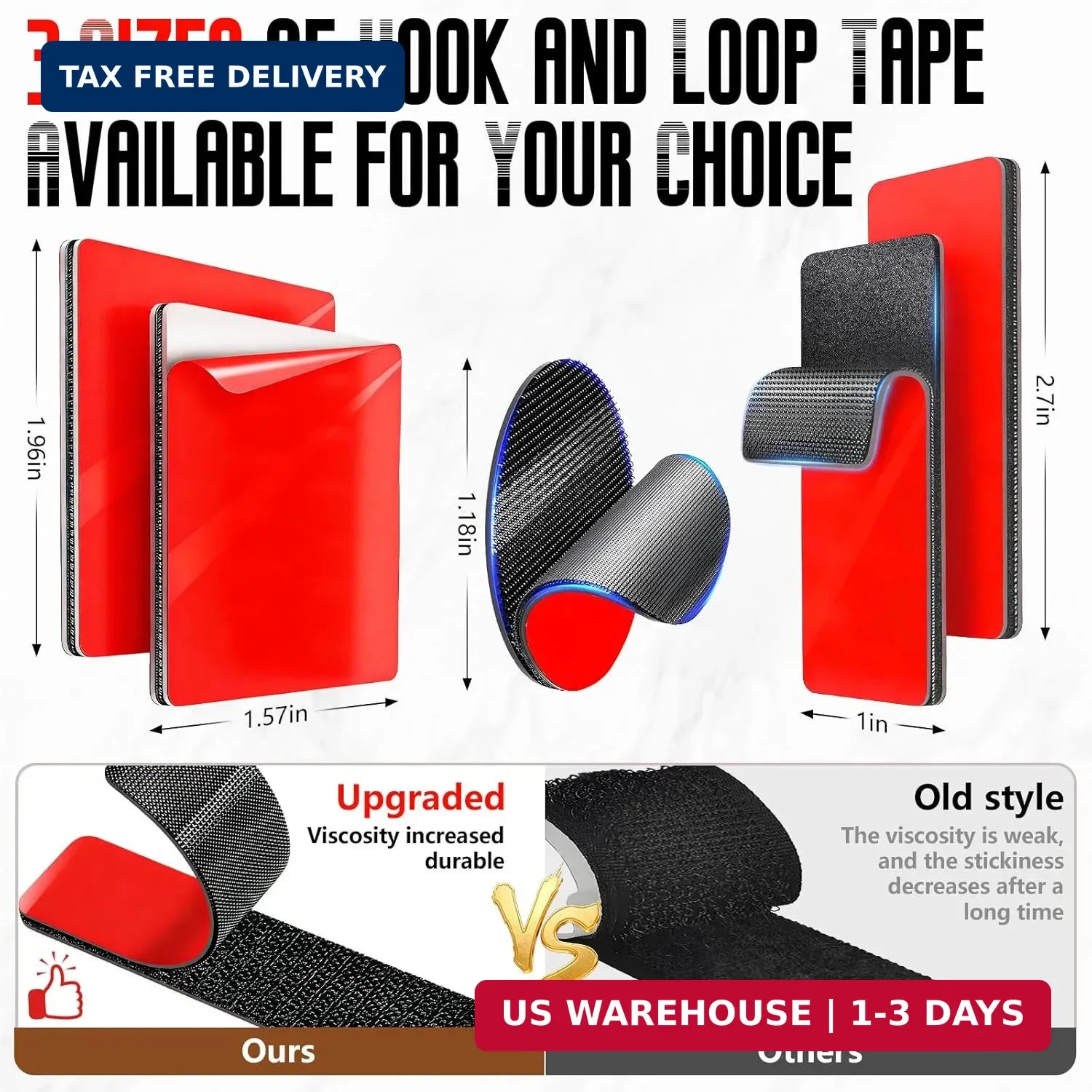 24 Sets Heavy Duty Hook and Loop Tape Strips with Super Adhesive, Heat Resistant