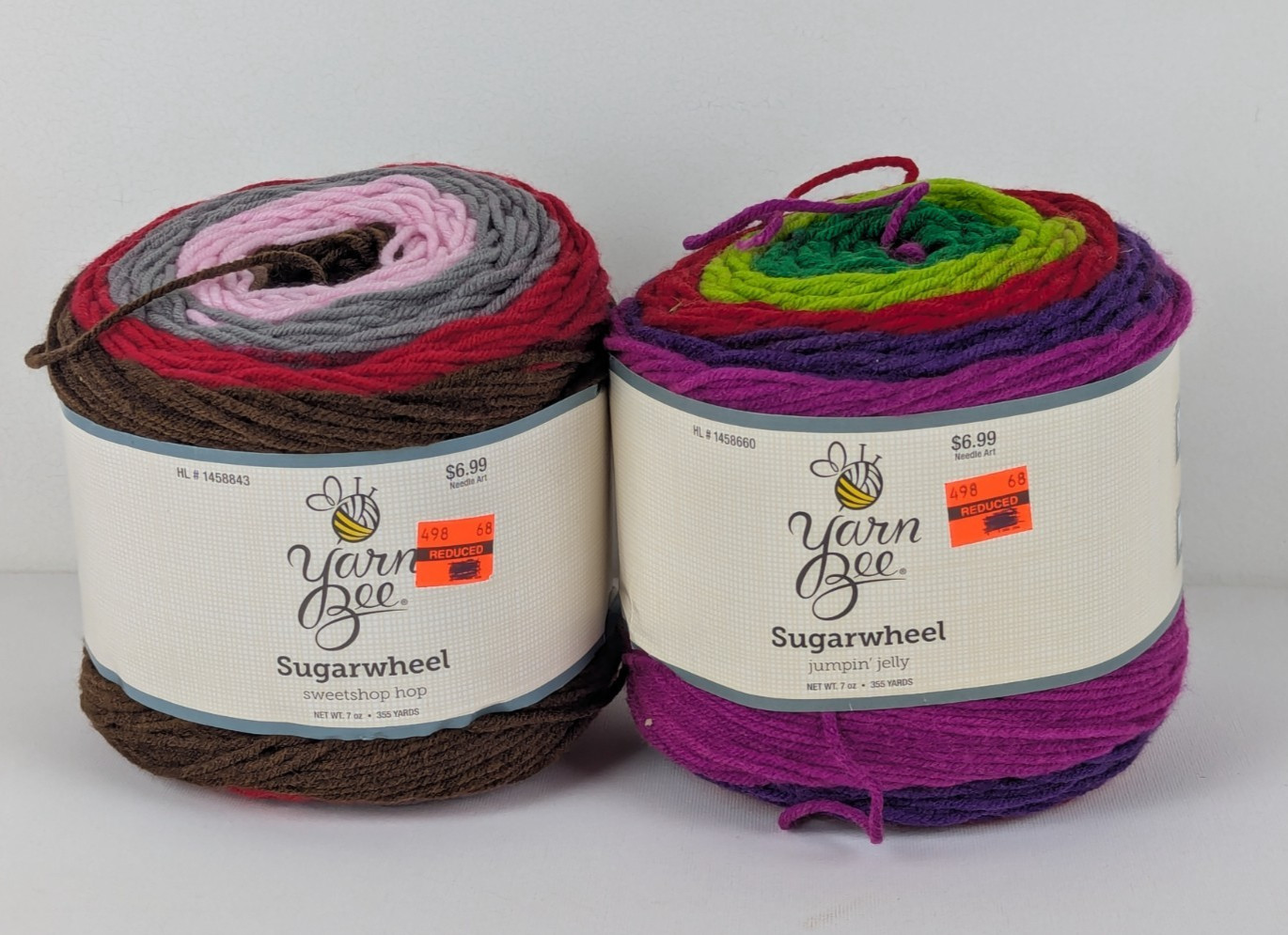 Yarn Bee Sugarwheel Lot (2) Cakes - Jumpin' Jelly #45 and Sweetshop Hop #32