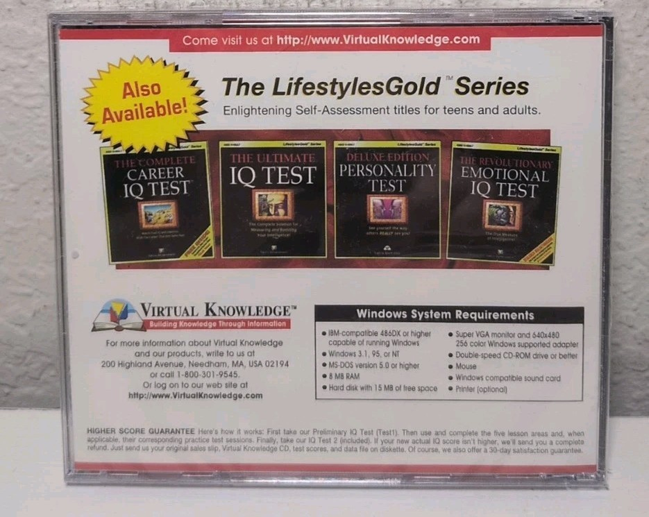 Virtual Knowledge Boost Your IQ PC CD-ROM Brand New B383