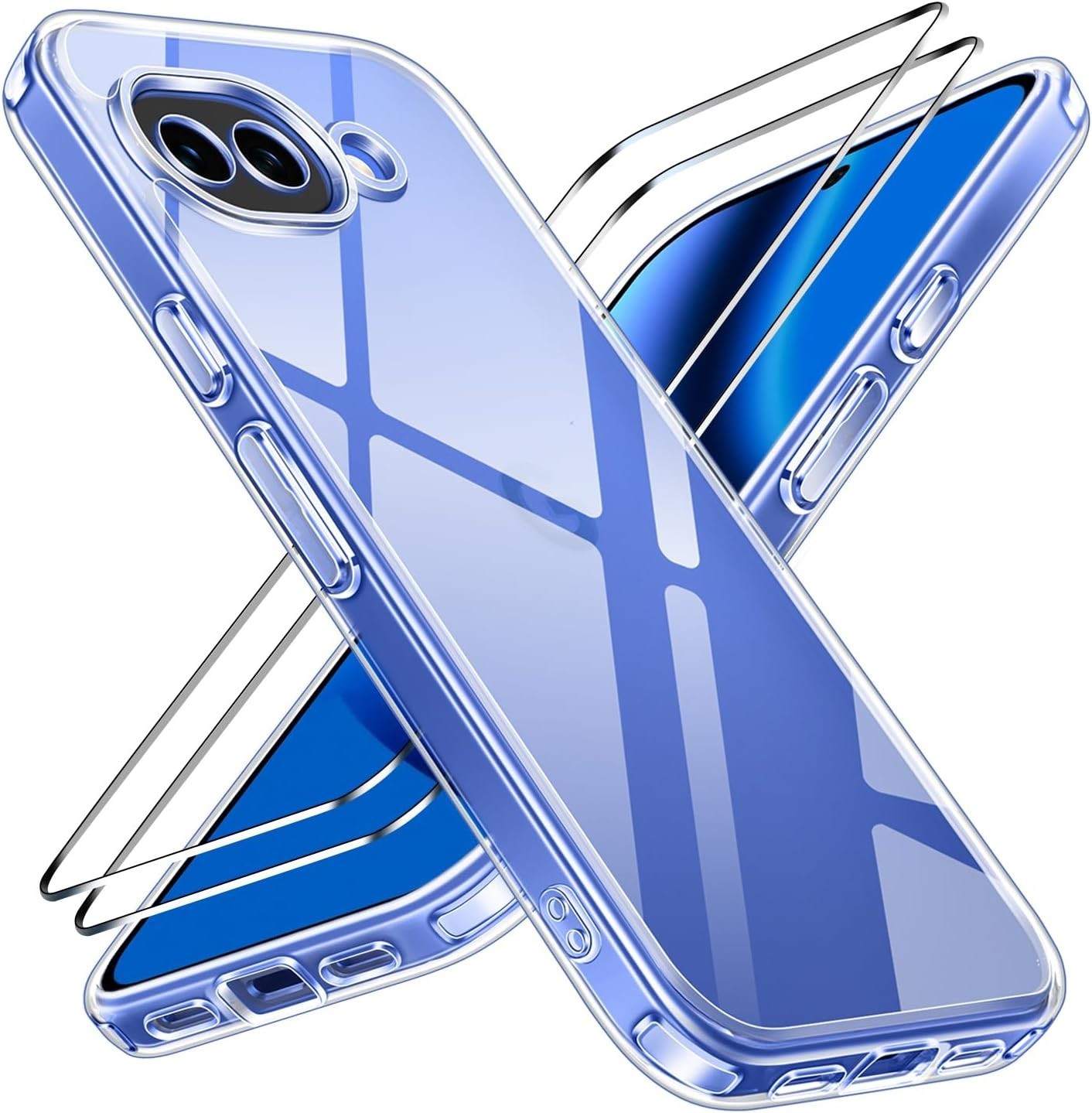 Case + 2X Tempered Glass For Google Pixel 10A Screen Protector Full Screen Case Clear 9H