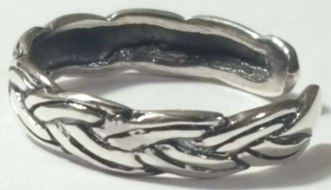 Braided Toe Ring Adjustable 925 Sterling Silver