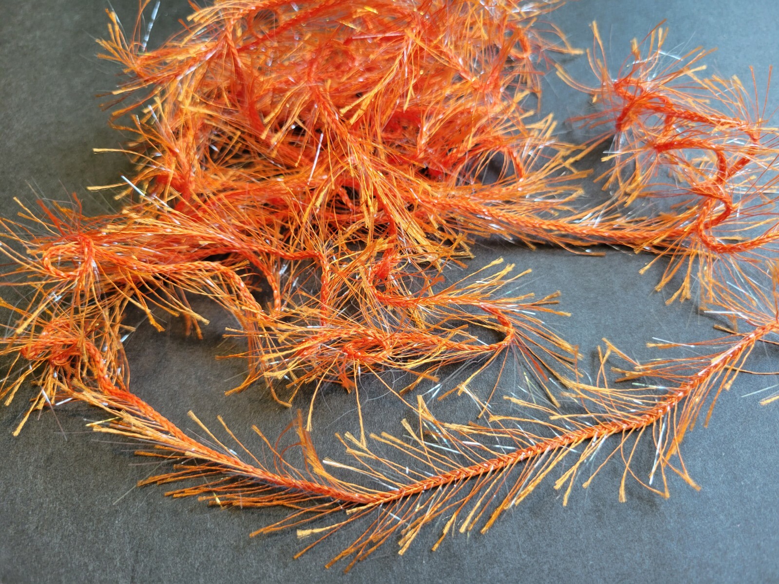 4  Yards  ORANGE GLITZ Crystal Ice Hackle Feather Replacement for Fly Tying