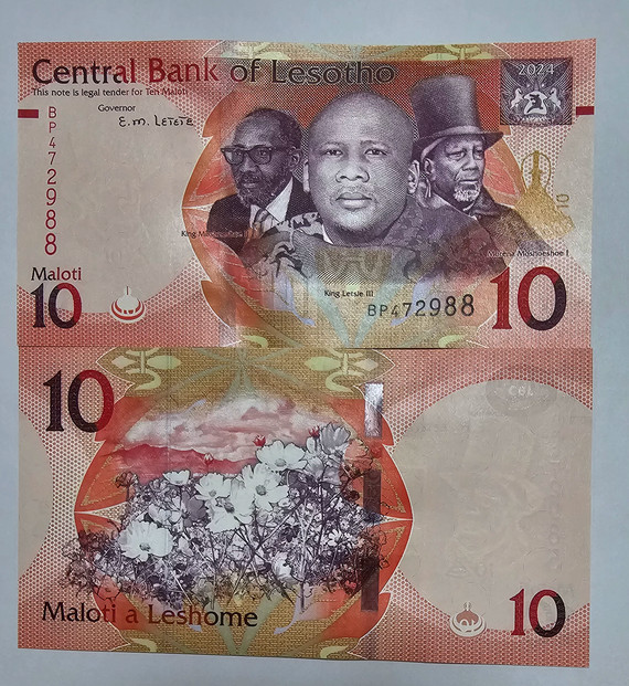Lesotho 10 Maloti 2024 2025 P 26 Hybrid NEW UNC Banknote