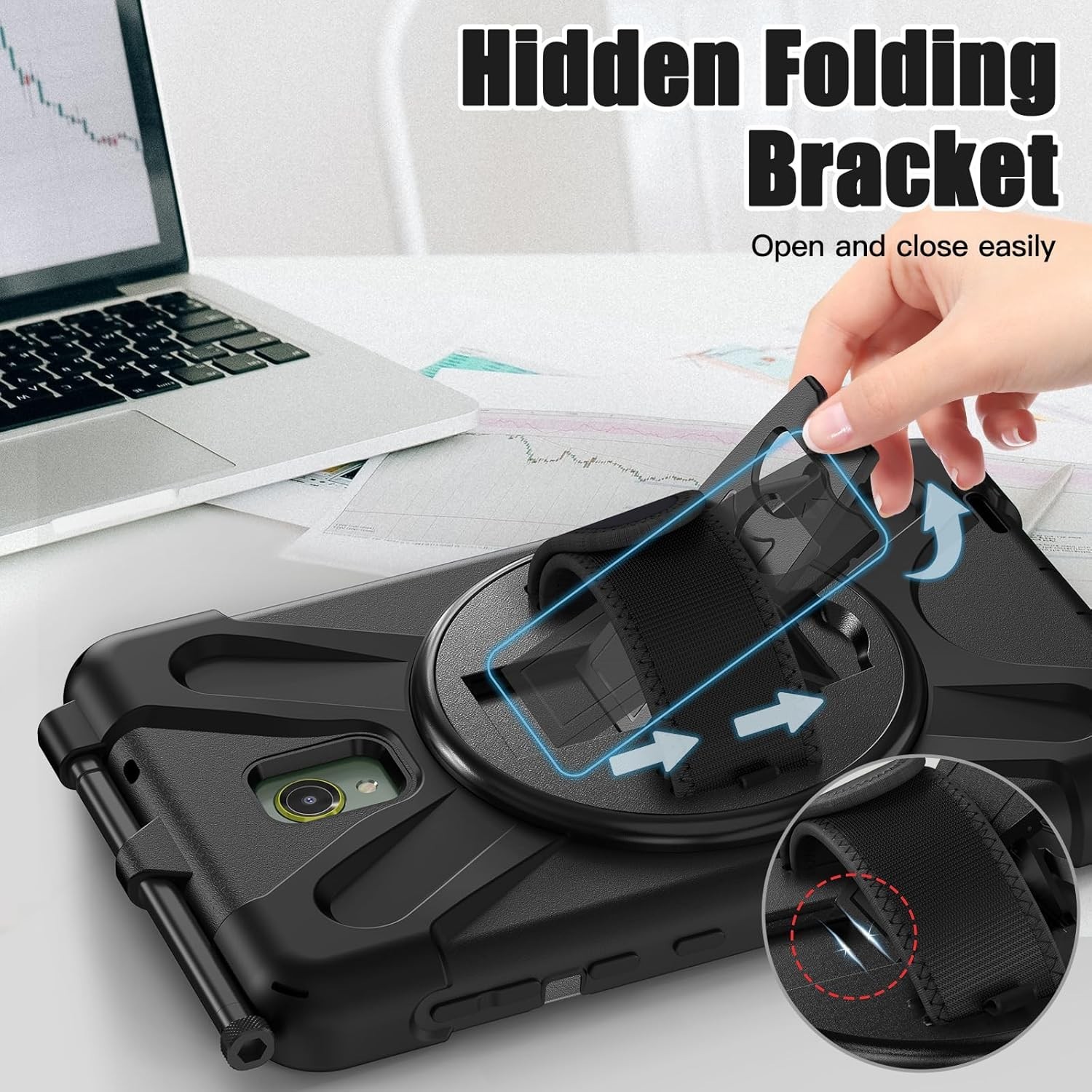 Samsung Galaxy Tab Active5/Active 3 8.0 Case, with 360 Stand, Handle Hand Strap