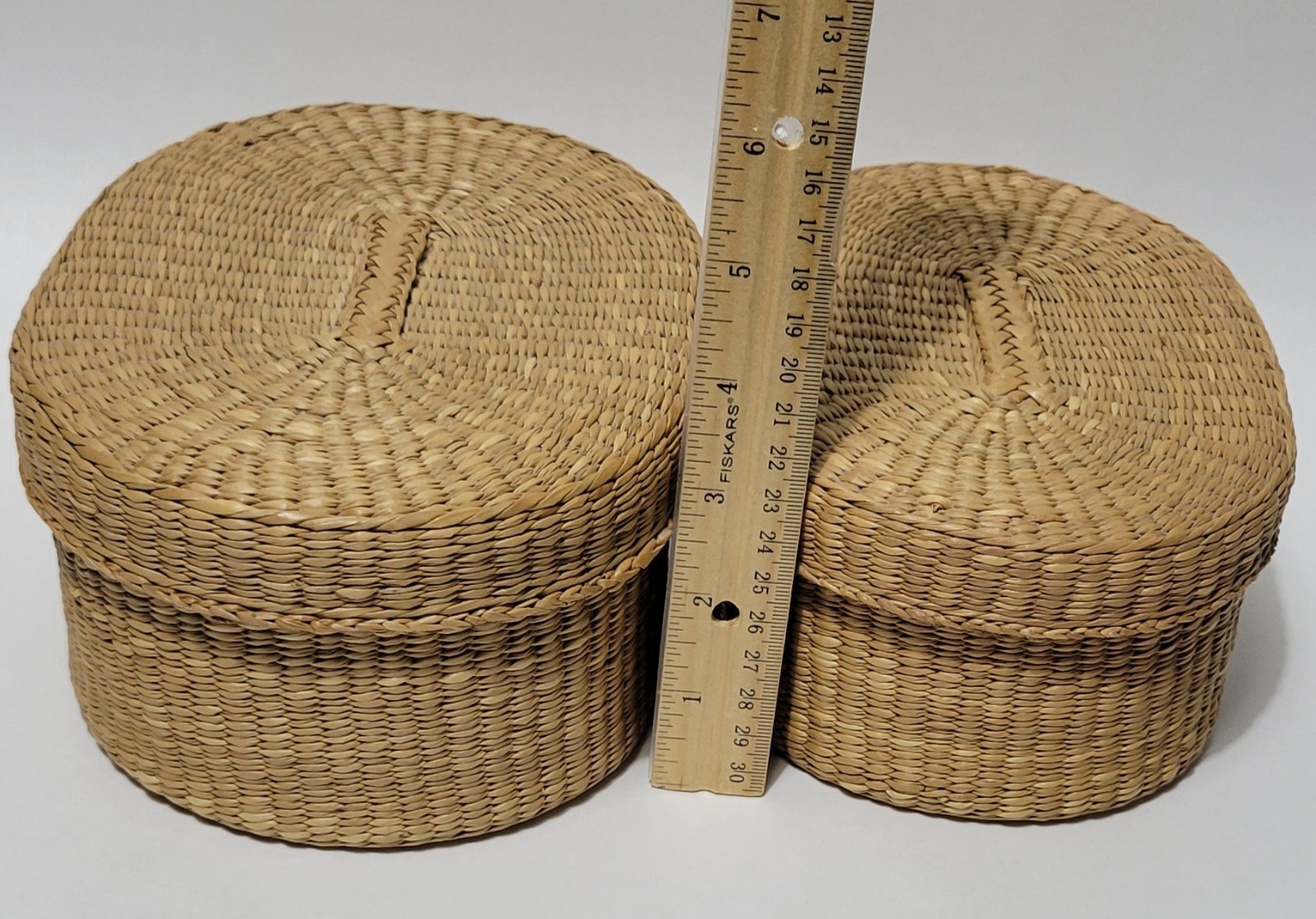4 Woven Grass Basket Boxes Oval With Lids