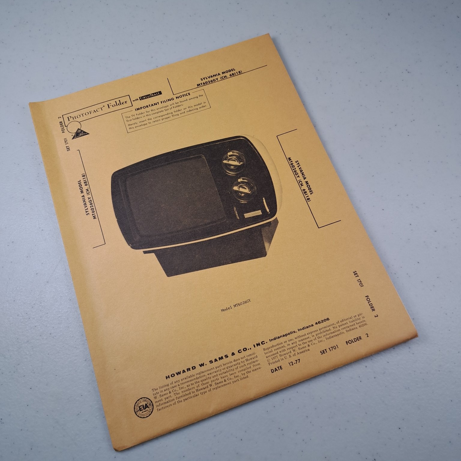 Sylvania Photofact Manual MT6026GY 1977 Illustrated Schematics