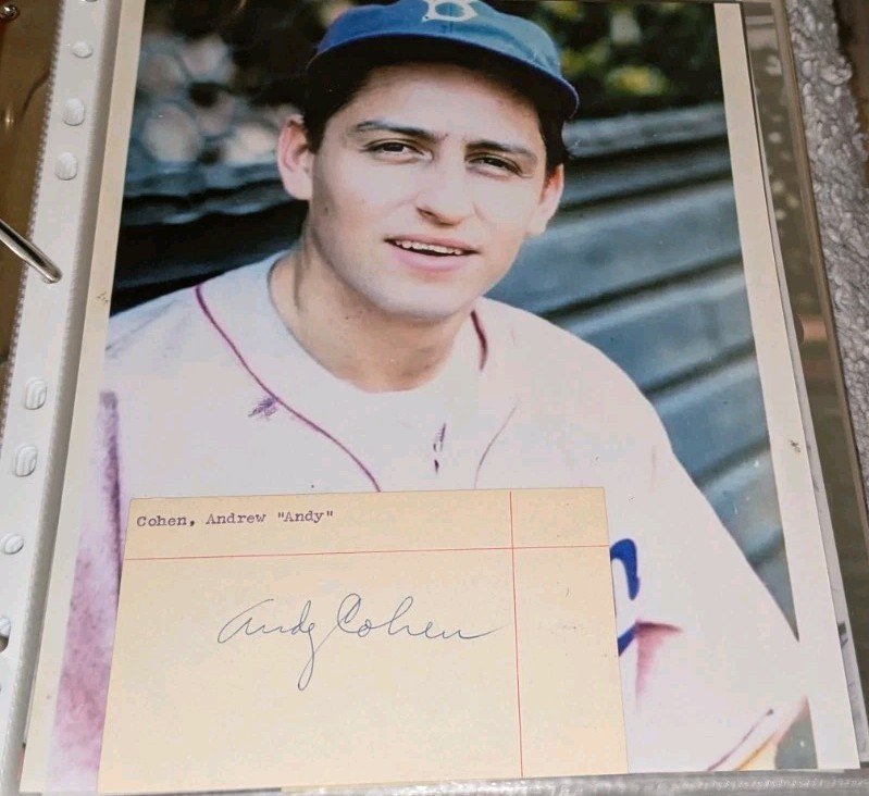 Andy Cohen Brooklyn Dodgers Signed Cut With 8x10 Photo W/Our COA