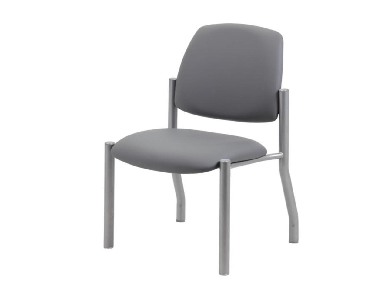 Boss Office Products Heavy Duty Armless Vinyl Mid Back Guest Chair for Reception