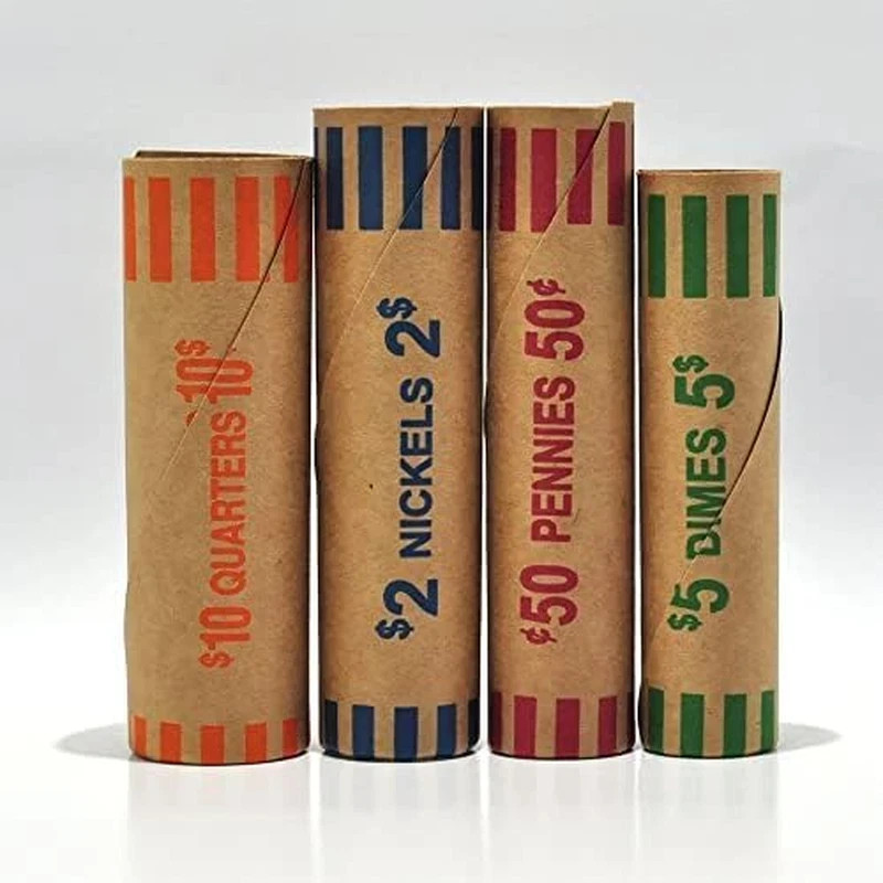 Rollos de envoltorios de monedas preformados (128 surtidos) - Cuartos