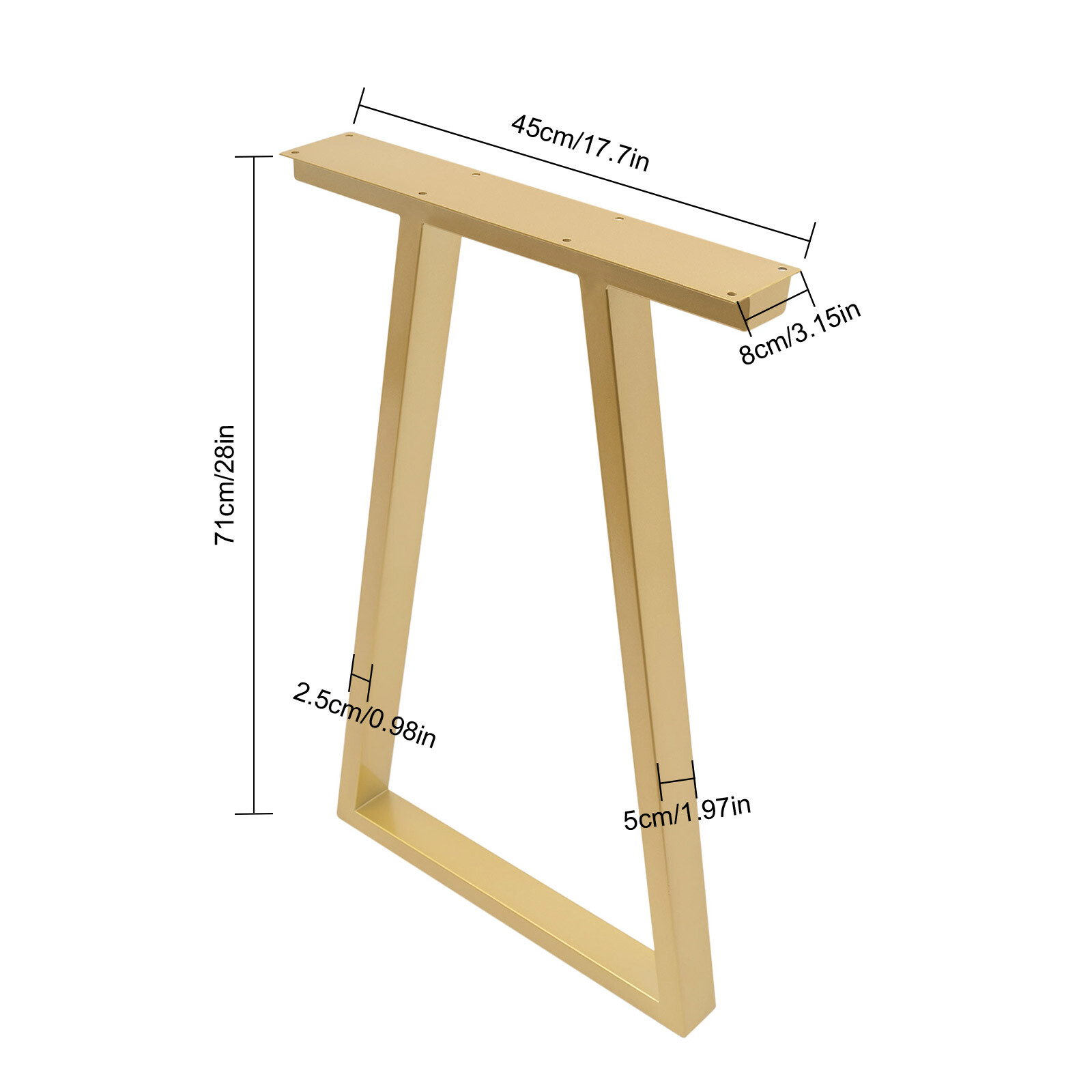 28inch Pair Trapezoid Metal Gold Table Legs Furniture Legs Office Table Legs NEW