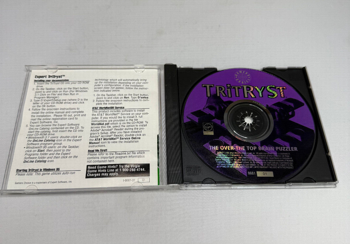 TriTryst PC 1995 Windows Virgin Interactive CD ROM Like Tetris and columns