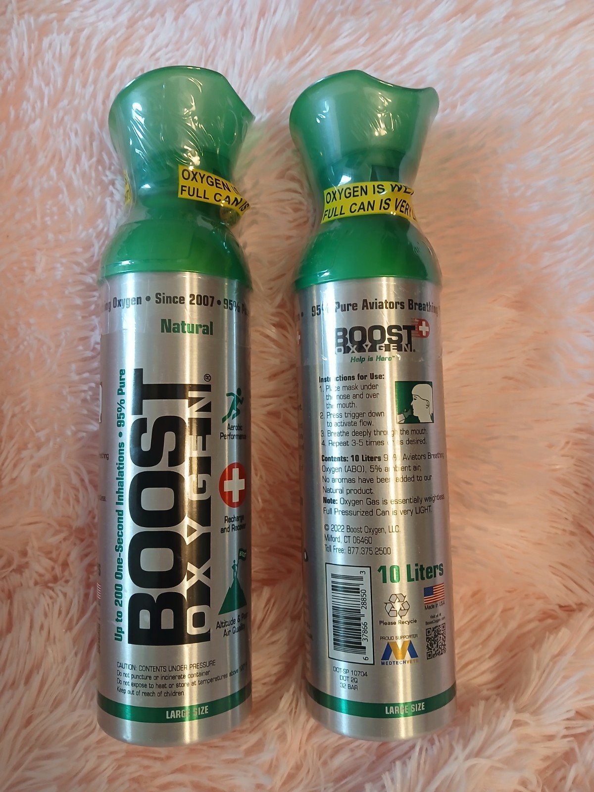 Boost Oxygen Large Natural 10L Canister Lot Of 2 - Sealed