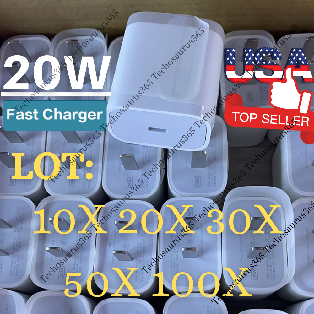 1-100 Lot 20W Fast Charger PD USB C Power Adapter For iPhone 14 13 12 11 8 iPad