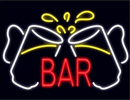 Bar Cups Open Neon Light Sign 20"x16" Lamp Glass Decor Wall Space Hanging N7