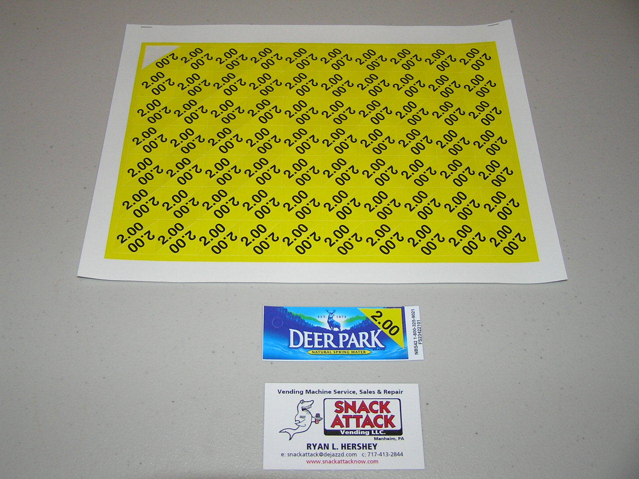 (140) SODA VENDING MACHINE $2.00 VEND LABEL PRICE STICKERS / Free Ship!