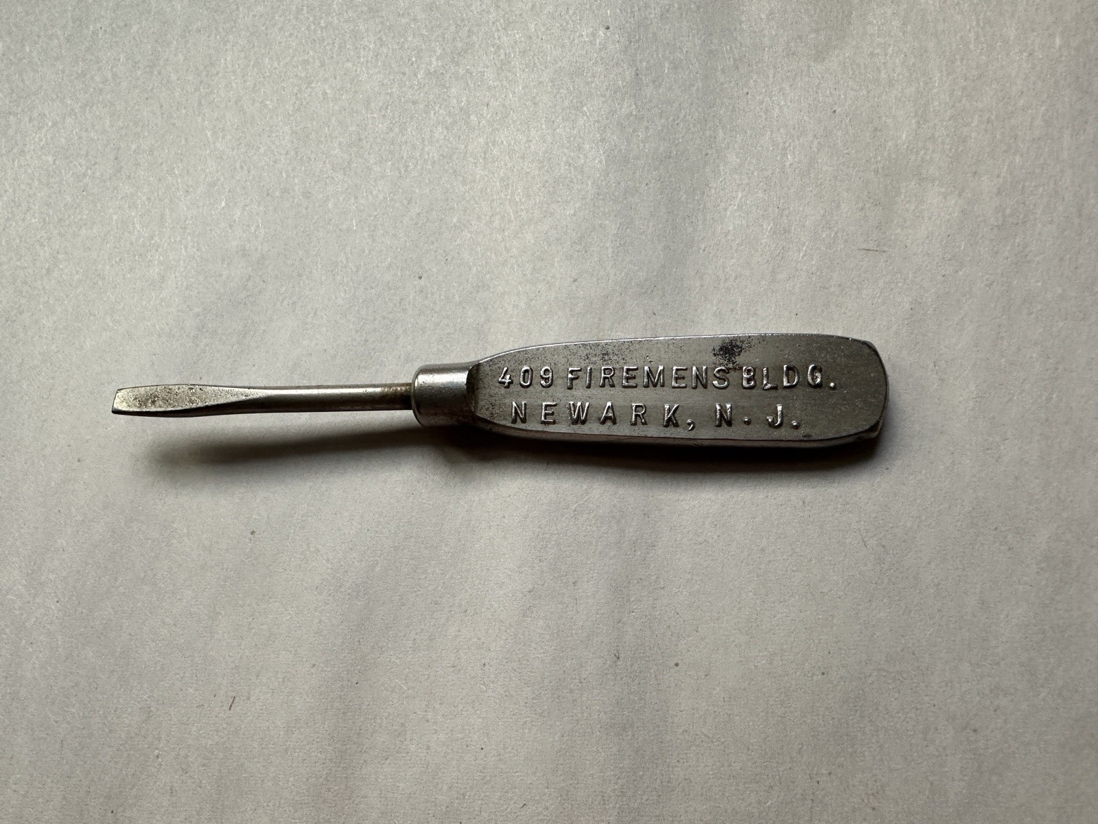 Newark NJ Connecticut Mutual Life Insurance Metal Adv Screwdriver Pat Jan 4 1919