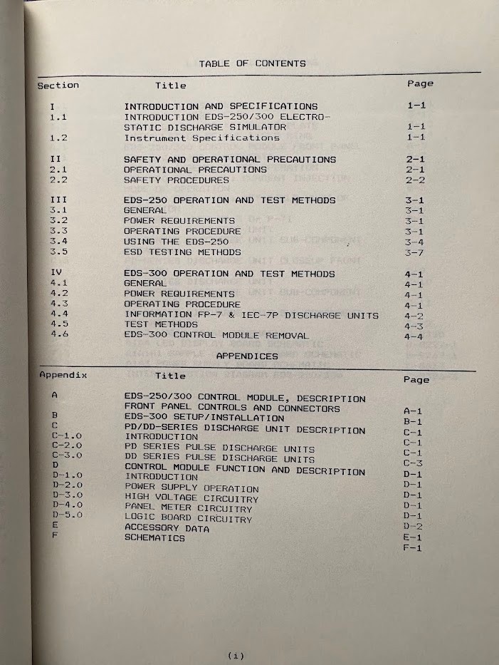 Electro-Metrics Instruction Manual Electrostatic Discarge Simulator EDS 250 300