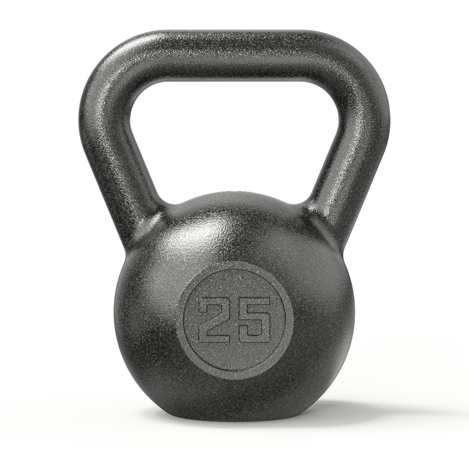 25lb Kettlebell, Casting Iron, Durable Black Hammertone Finish, Black