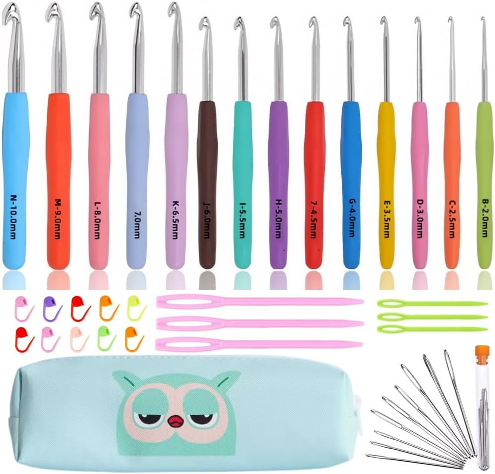 Crochet Hook Set,14 Sizes Crochet Hooks for Arthritic Hands,Crochet Hooks Ergono