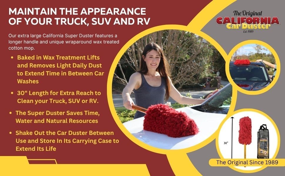 California Car Duster Super Duster XL Truck & SUV w Wood Handle and Case 62557