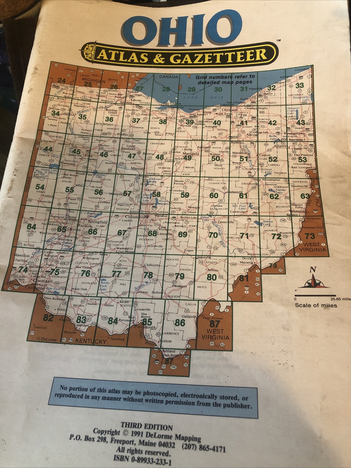 Ohio State Atlas & Gazetteer, by DeLorme Third Edition 1991