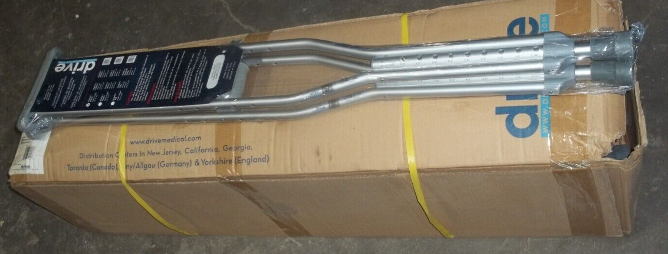 8 PAIRS DRIVE PUSH BUTTON ALUMINUM CRUTCHES TALL ADULT 10400-8 5'2"-5'10" (OR22)