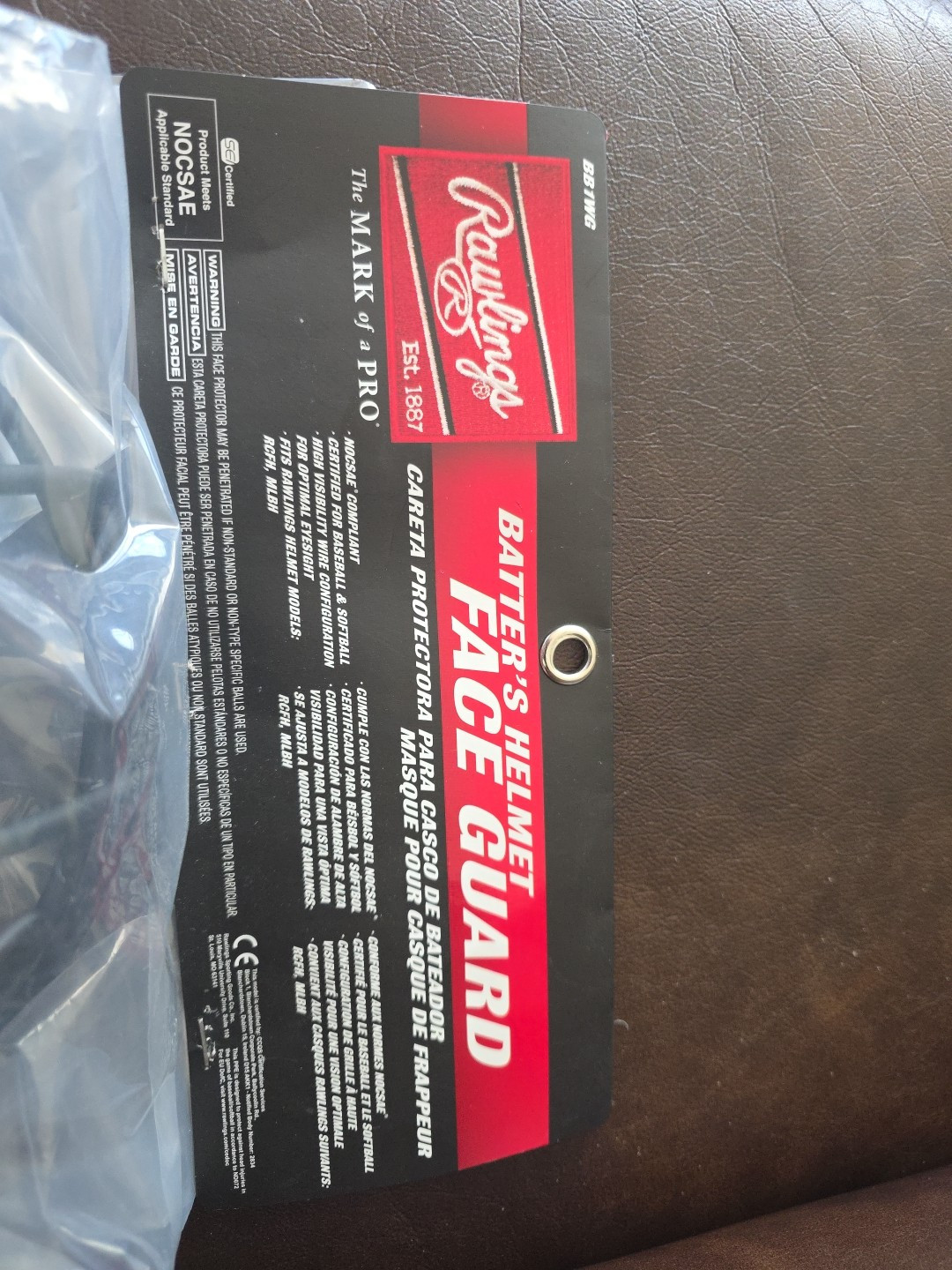 Batters Helmet Face Guard Rawlings Black WALBB1WG-B Baseball Accessory