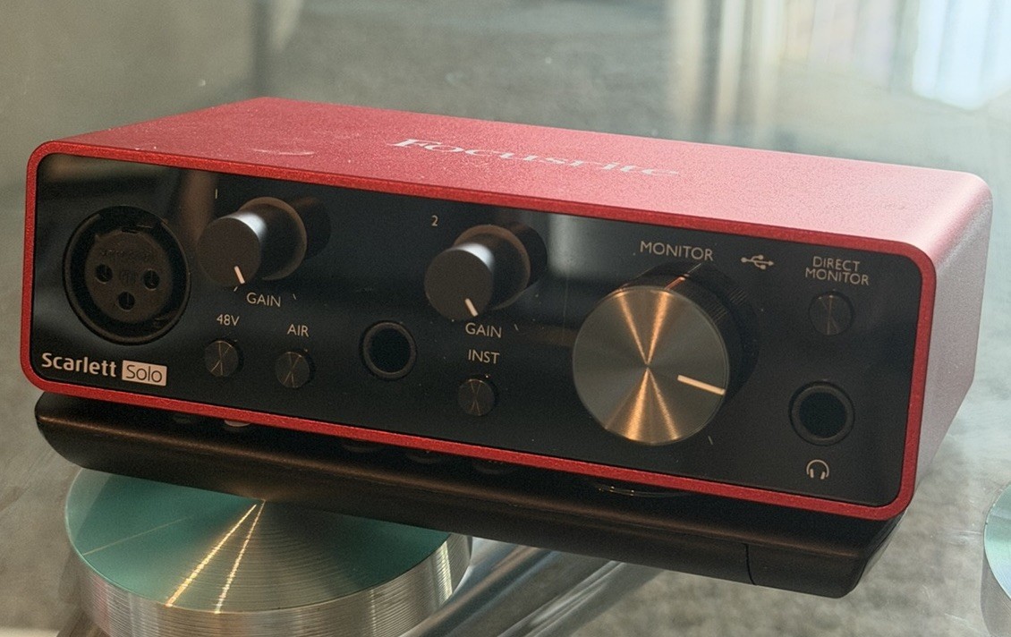 Focusrite Scarlett Solo 3rd Generation audio interface.