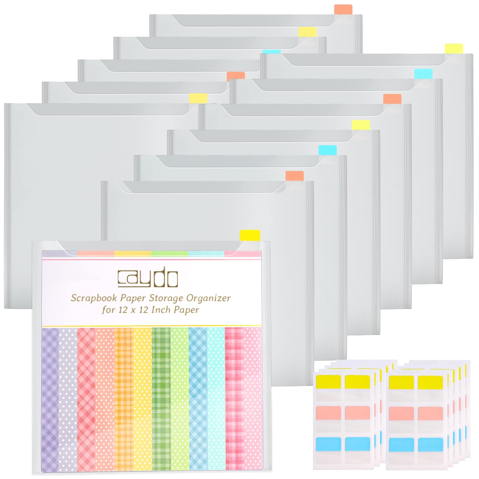 12 Pieces Scrapbook Paper Storage with Sticky Index Tabs for Holding 12 x 12 ...