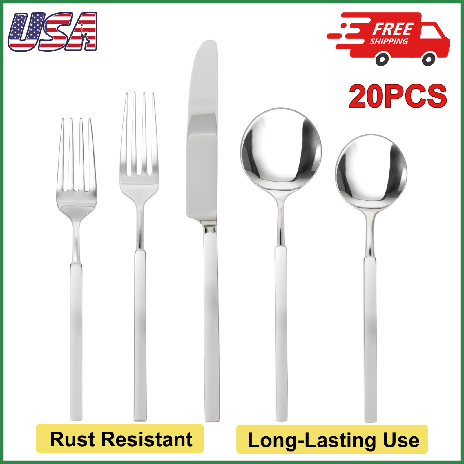 FORTESSA Jaxson 20-Piece Flatware Set 18/10 Stainless Steel Brushed Dining Set