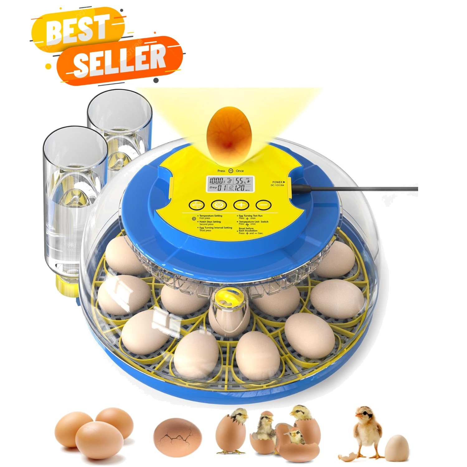 18 Egg Incubator for Hatching Chicken, Quails, Ducks, Parrots, Geese with Aut...