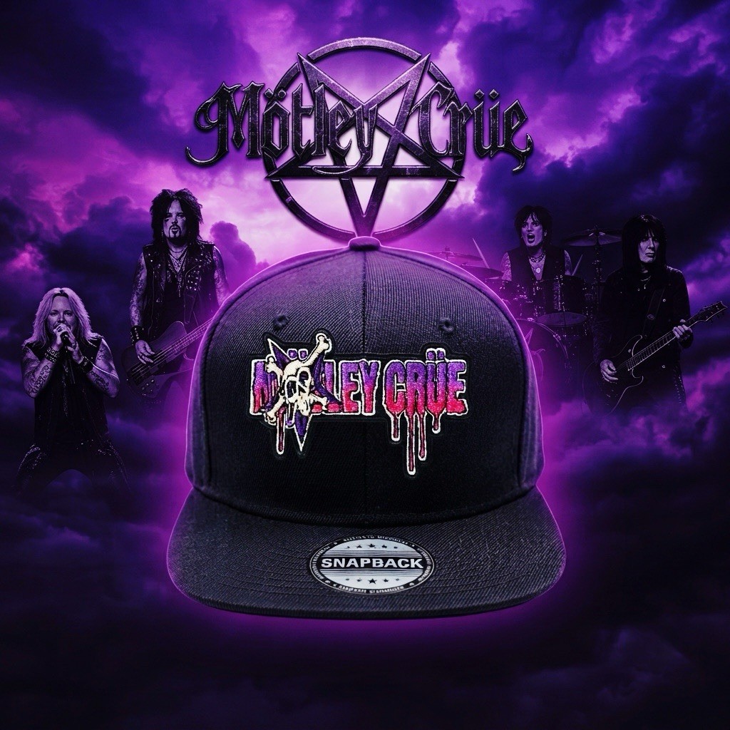 MOTLEY CRUE  🇺🇸 FLATBRIM ORIGINAL SNAPBACK HAT 🇺🇸 BLACK