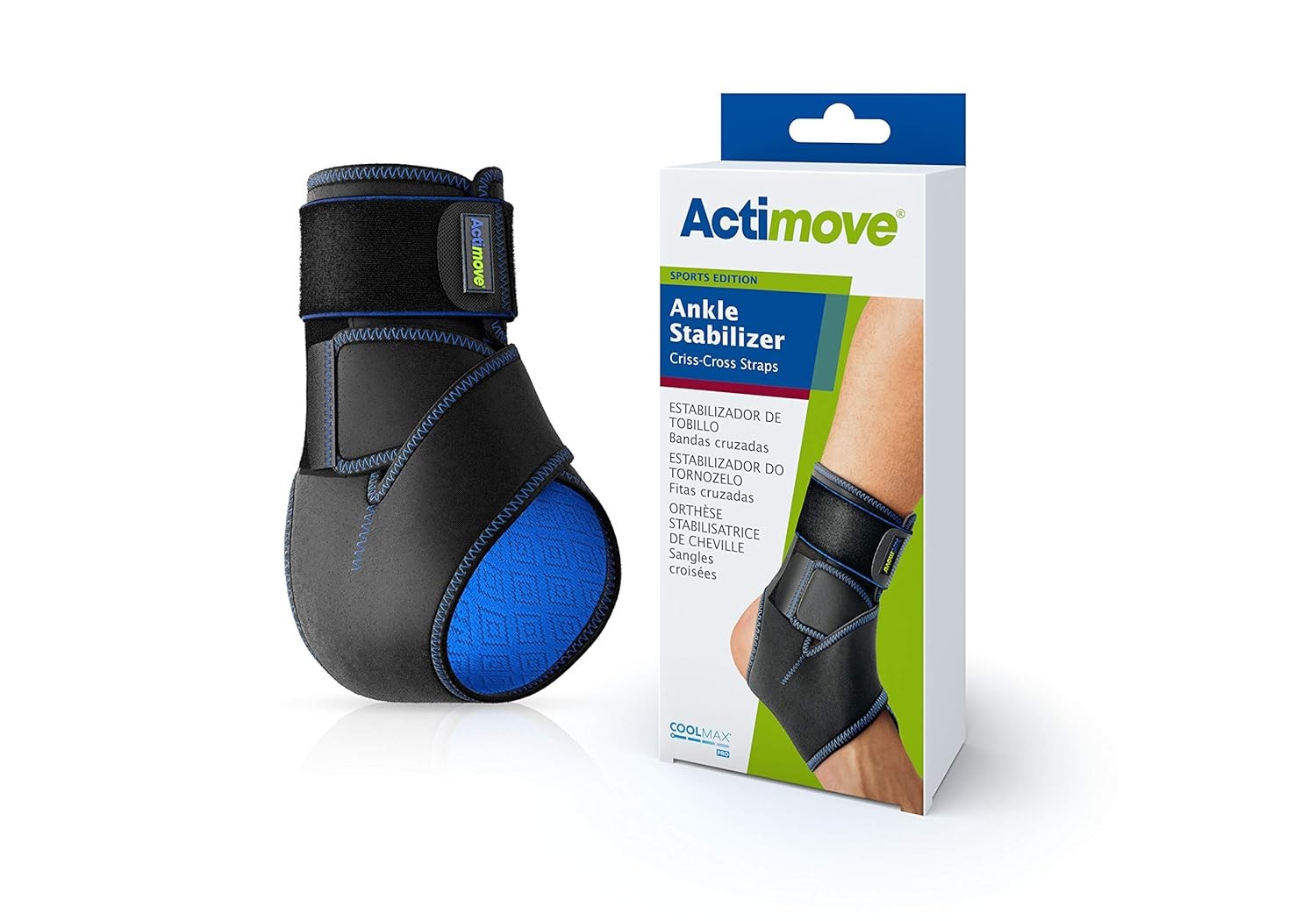 Actimove Ankle Stabilizer Criss-Cross Straps Universal Black - Great for Sprains