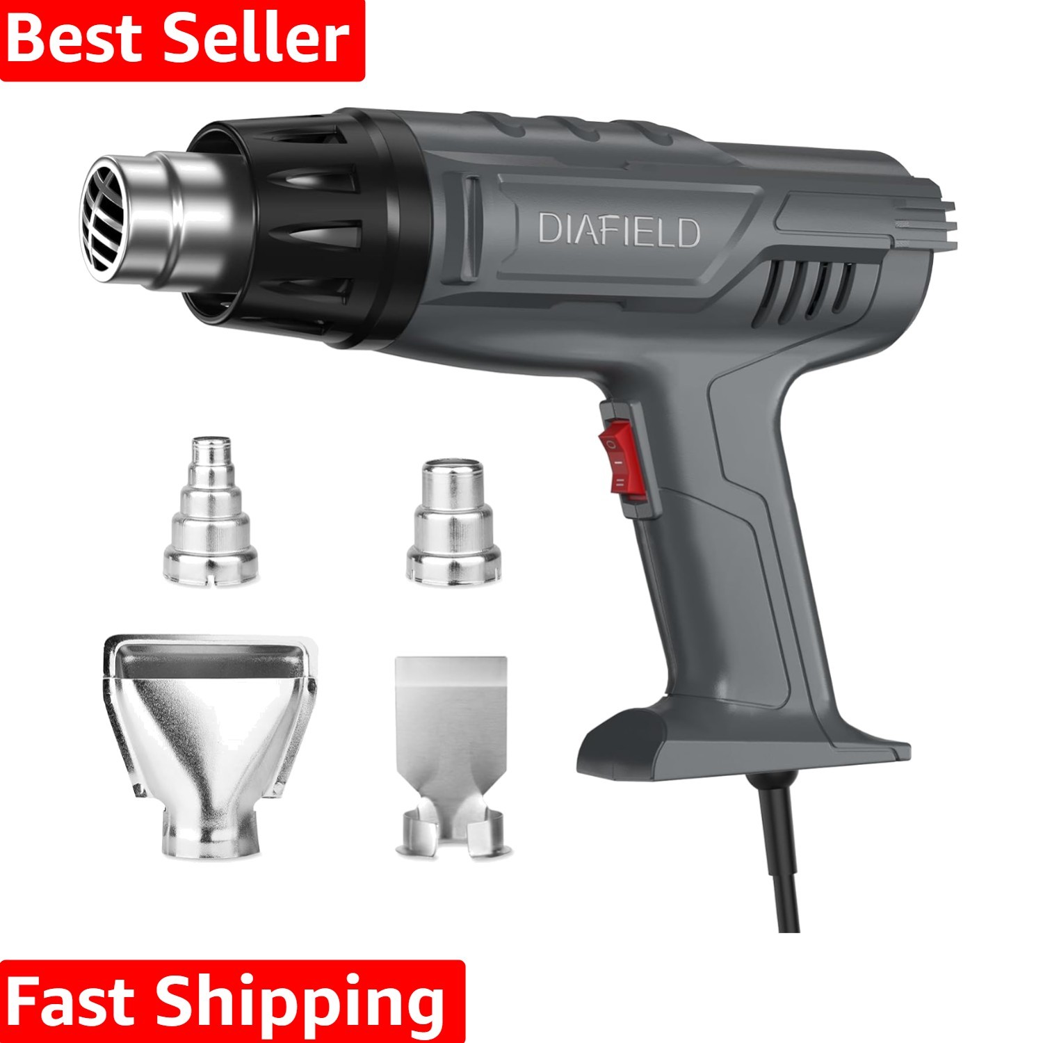 1850W Dual Temperature Heat Gun with 4 Nozzles - Fast Heat for Crafts & Repairs