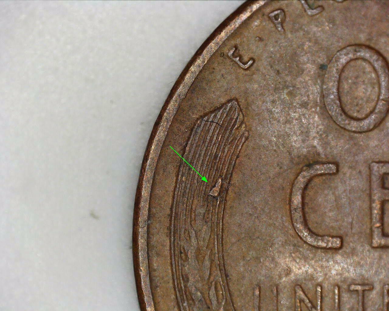 1954 s  Penny ~ 2 Die Cuds on Back ~ Cud on "T" in Cent & Cud on the Left Stalk