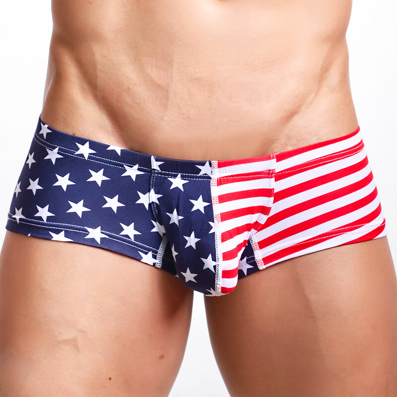 Sexy Underwear Print American Flag Men Sexy Striped Underwear Men's Boxer Briefs