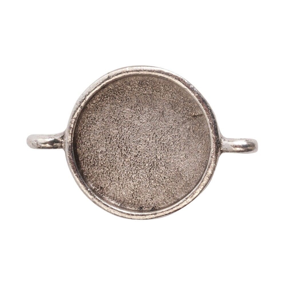 1 Antiqued Silver Plated Pewter Small LINK Circle Bezel Pendant