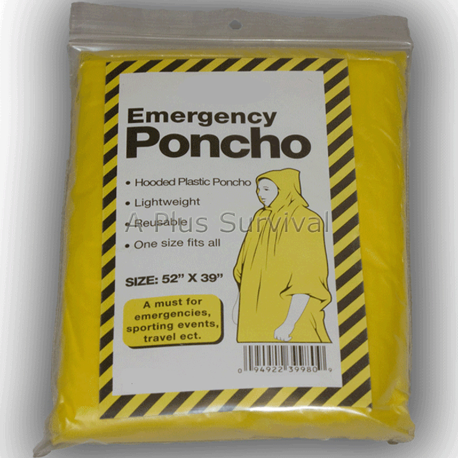 Lot of 50 Emergency Hooded Poncho - A Plus Survival