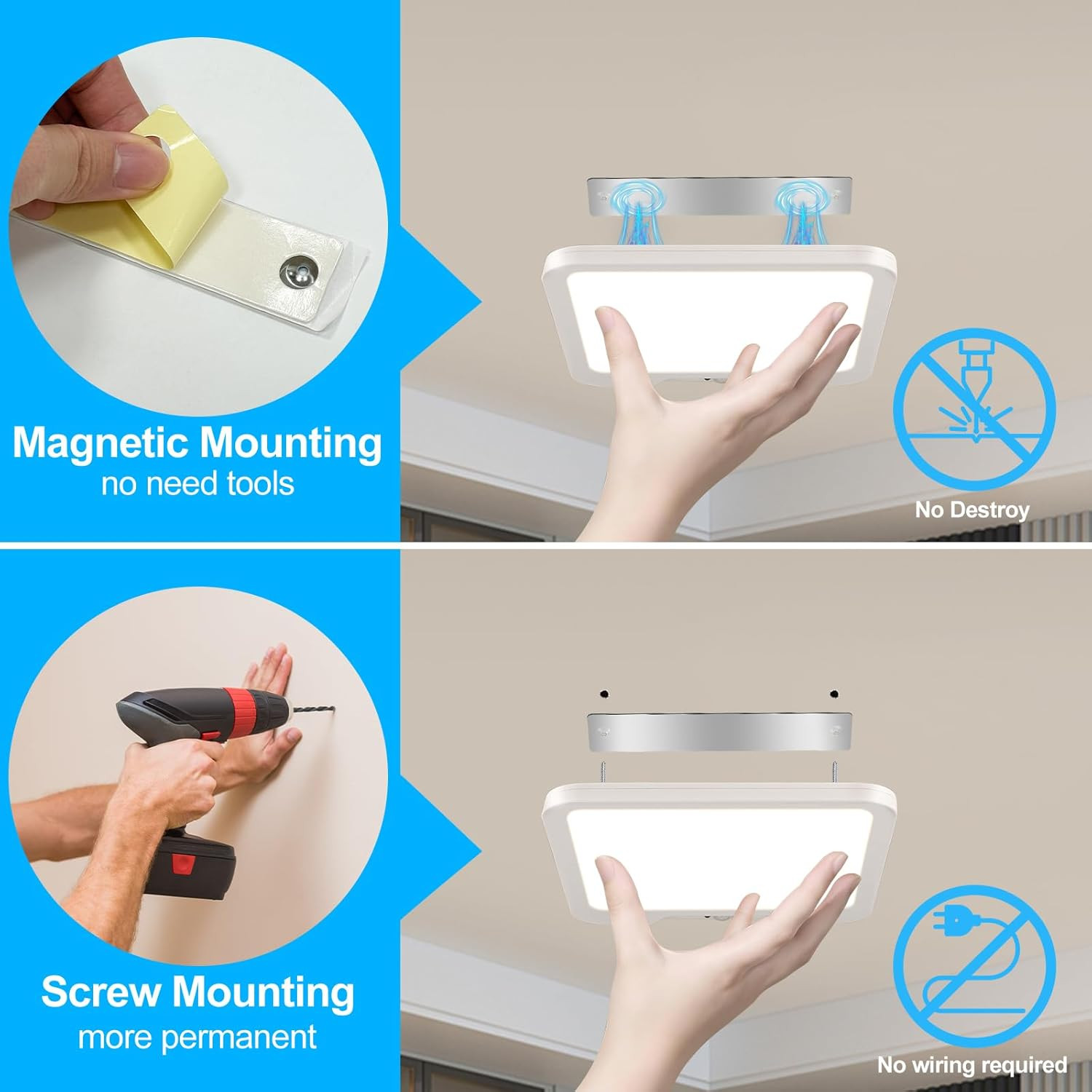 OSIDEN 8.27″‌ Rechargeable Motion Sensor Ceiling Light with Remote | Wireless Ma