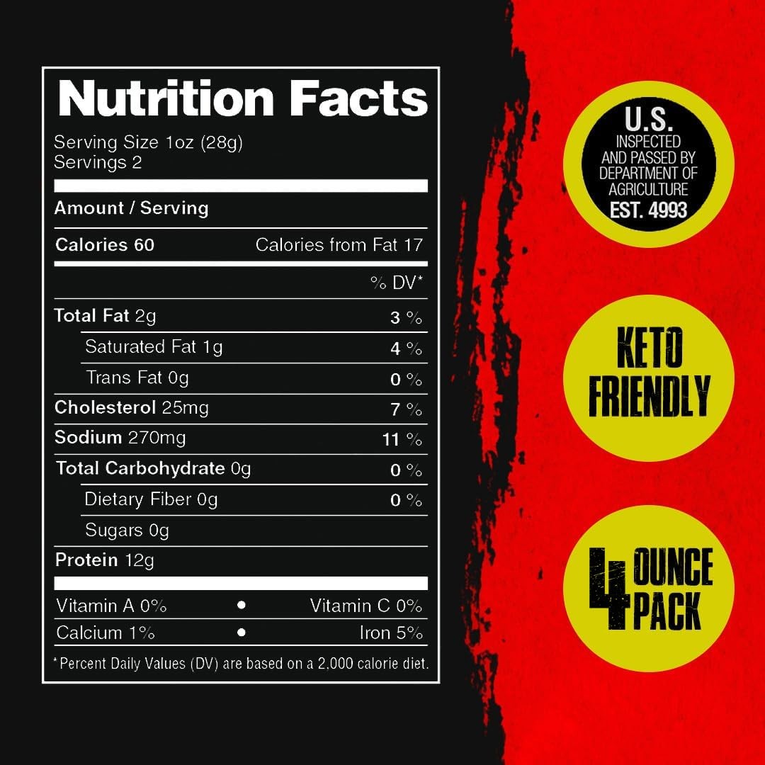 Beef Jerky - High Protein Premium 3-Ingredient Jerky Snacks - Keto-Friendly a...