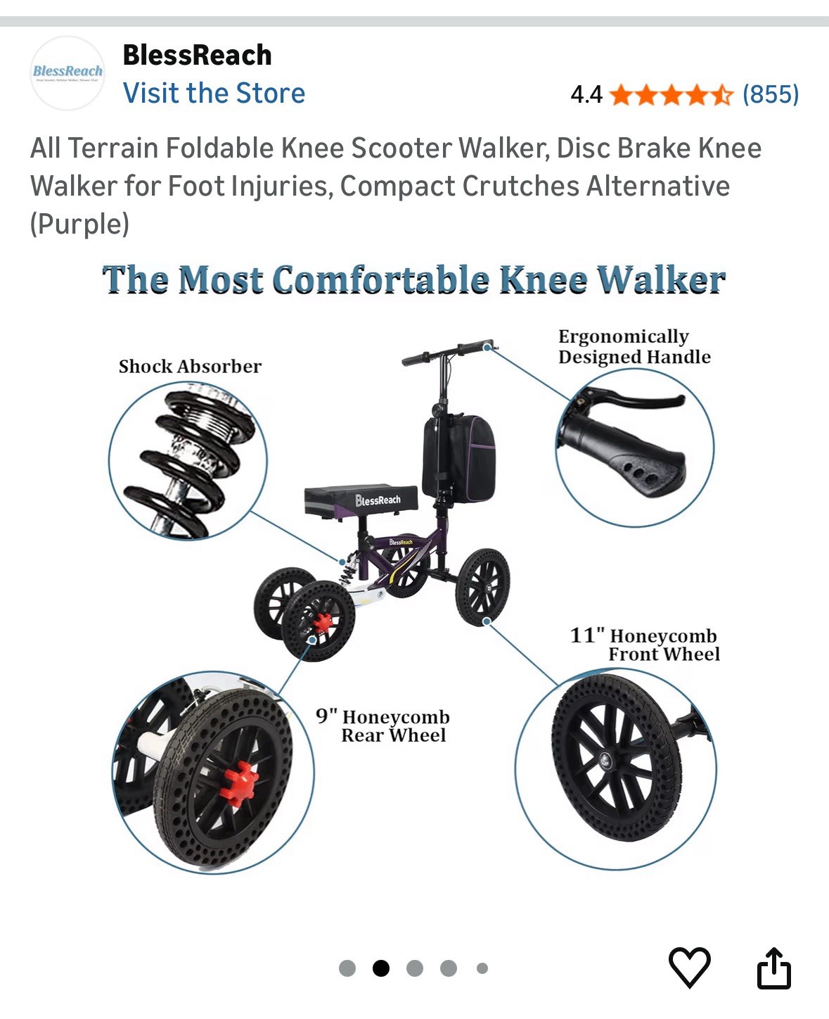 Knee Scooter W Plush Cushion Additional Knee Pad