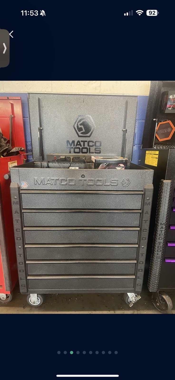 35” X 22” Matco Jamestown 483 Rolling Tool Cart Silver Vein/Black