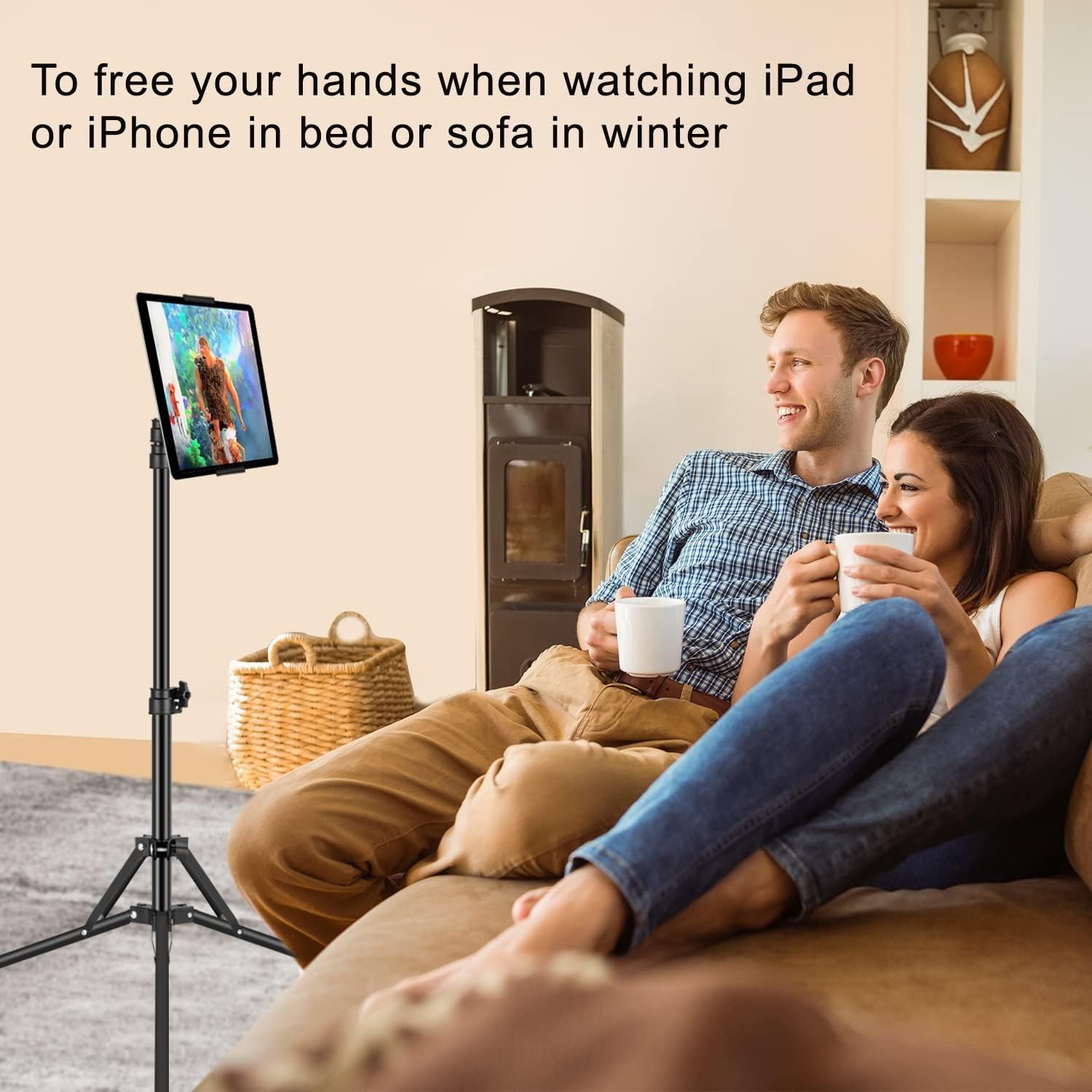 Adjustable 65 Inch Height Tripod Stand for iPad and Tablets
