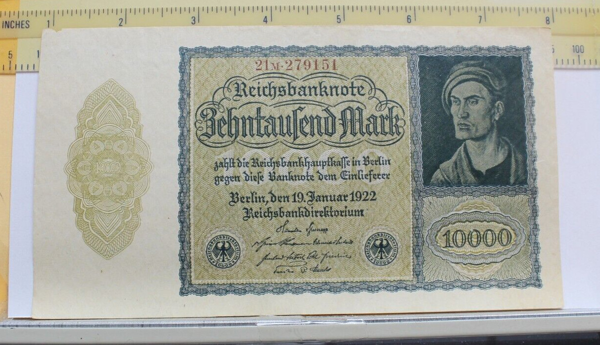 1922 Germany 10,000 mark banknote P-72 BN644 AU "Vampire Note" 21m279151