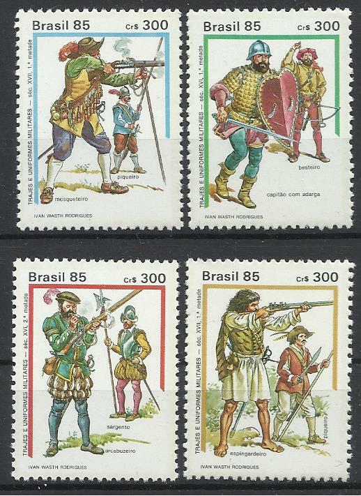Brazil - 1985 MNH 4v. Military Uniforms Weapons