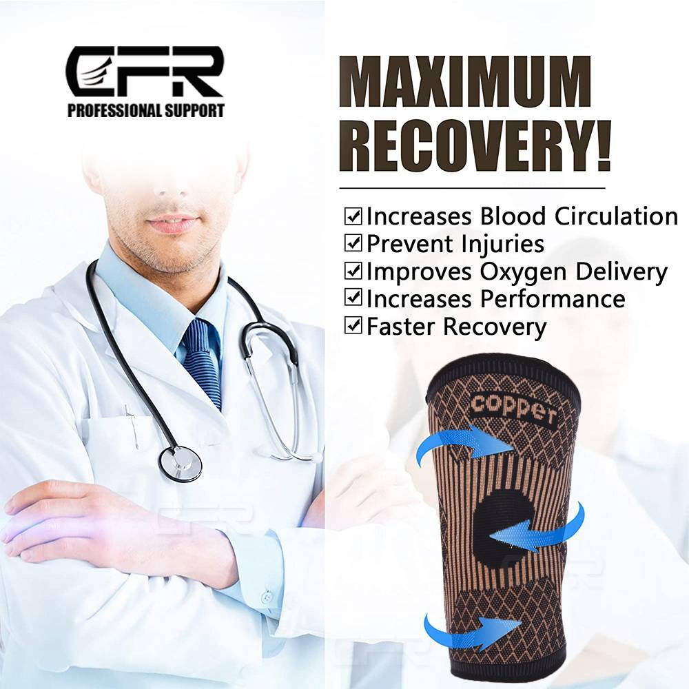 Copper Infused Knee Brace Support Stabilizer Patella Compression Sleeve Wrap Gym