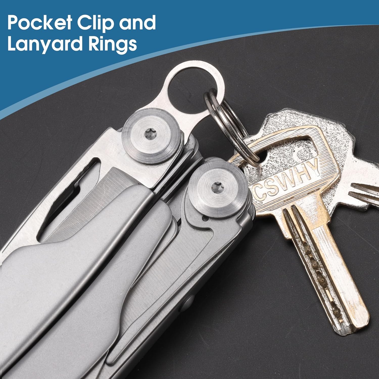 Quick-Release Pocket Clips + Lanyard Ring Set Stainless Steel Quick Release