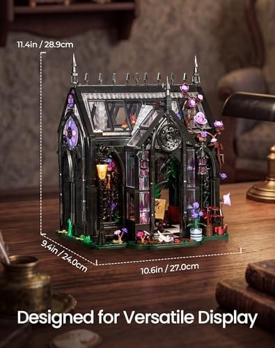 Gothic Greenhouse Building Set with Lights, Architecture Model with Stained G...