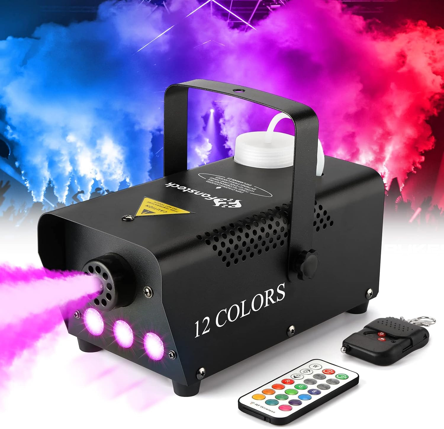 Halloween Fog Machine with Lights - 3 Stage LED Lights with 12 Colors & Strobe